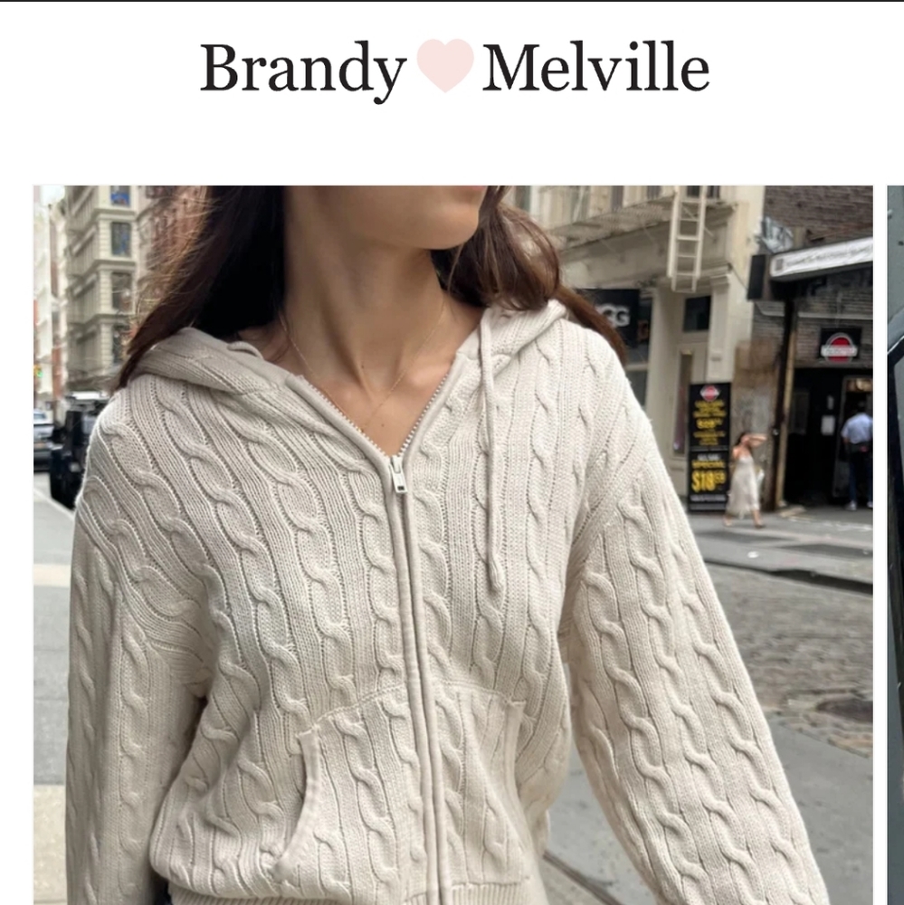 Brandy Melville Ayla cable knit zip up sweater